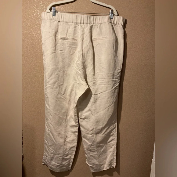 H&M Linen Blend High Rise Straight Leg Pull On Trousers 18 C8 - Picture 2 of 3